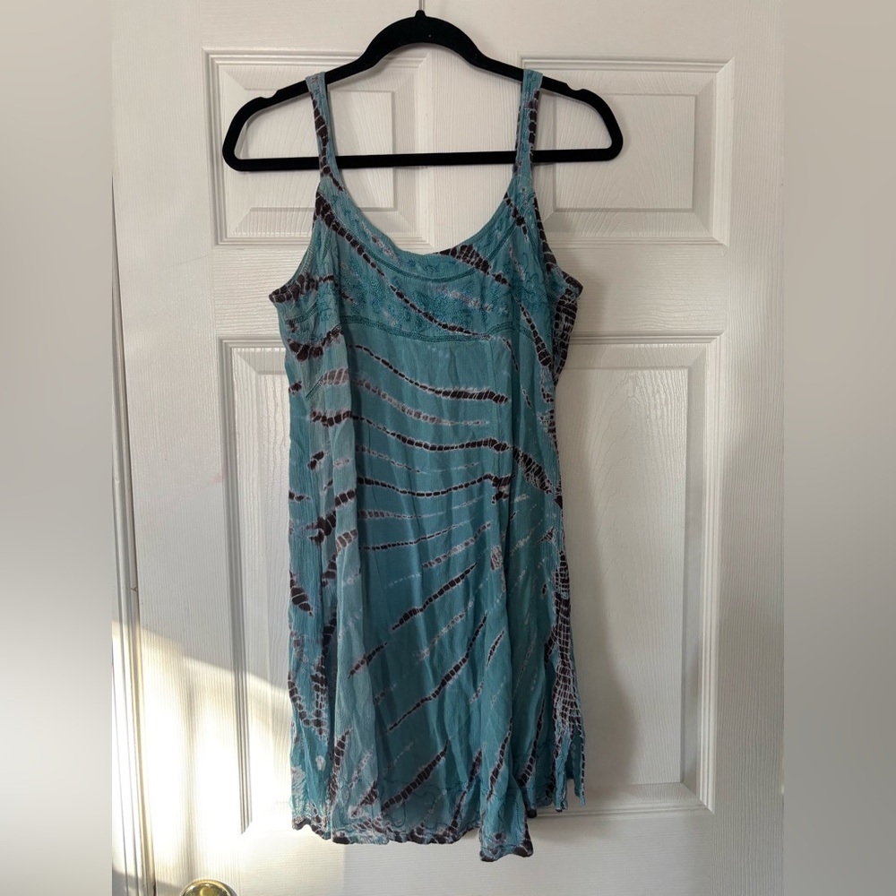 Y2K Blue Patterned Mini Dress